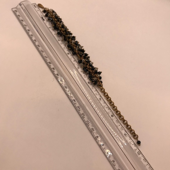 Gold-Tone with Black & Clear Faceted Pin Set Beads Bracelet - Picture 5 of 6